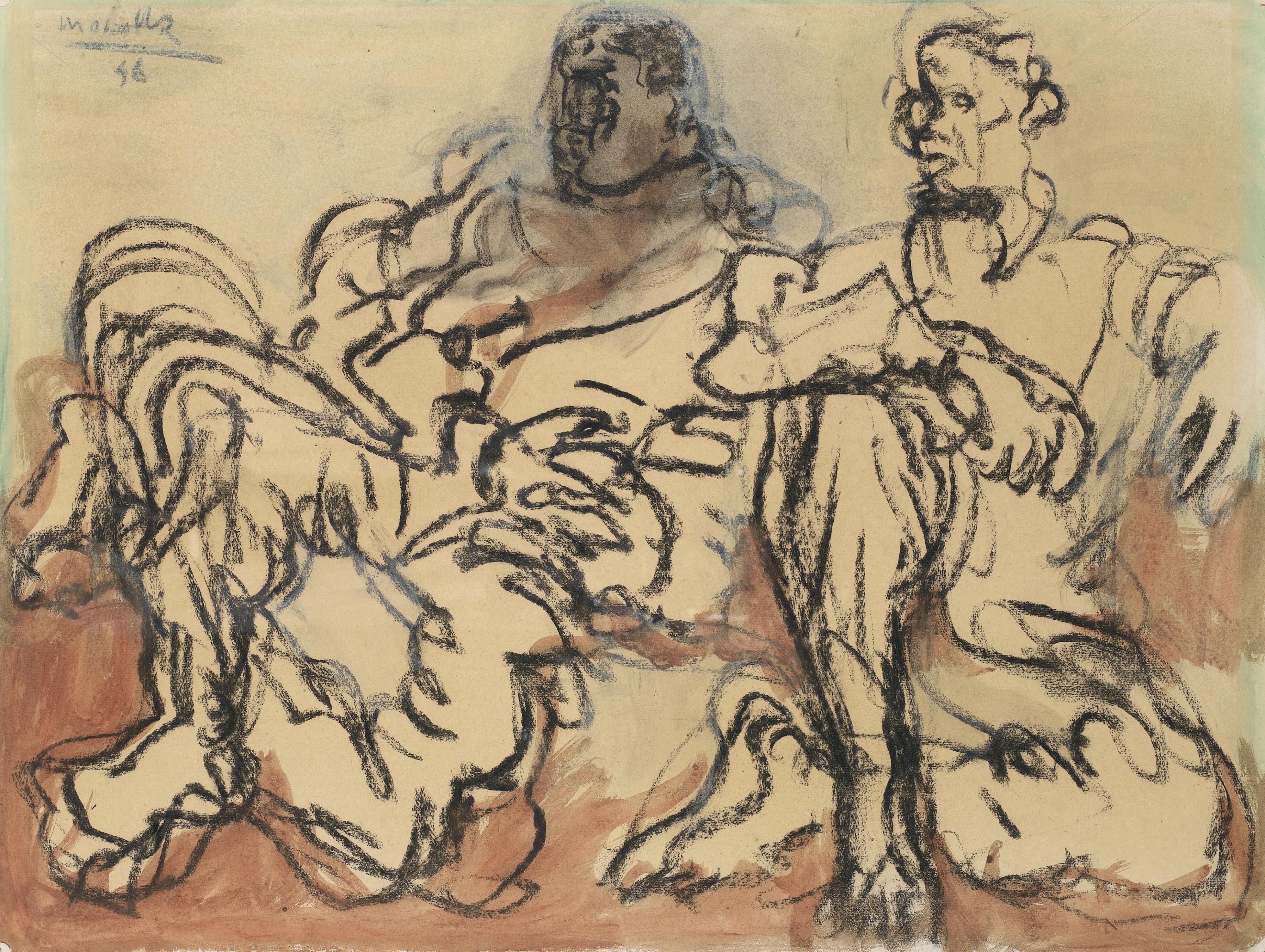 Fikret Moualla Saygi - Sans Titrefikret Moualla ; Untitled ; Signed And Dated 46 Upper Left ; Gouache And Charcoal On Paper