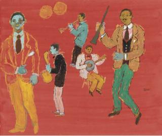 Fikret Moualla - Musiciens Sur Fond Rouge