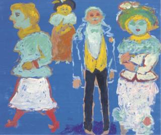 Fikret Moualla - Personnage sur fond bleu