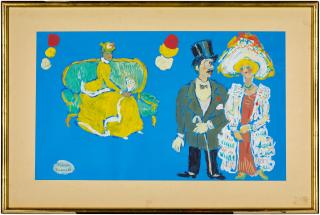 Fikret Moualla - Personnages sur fond bleu