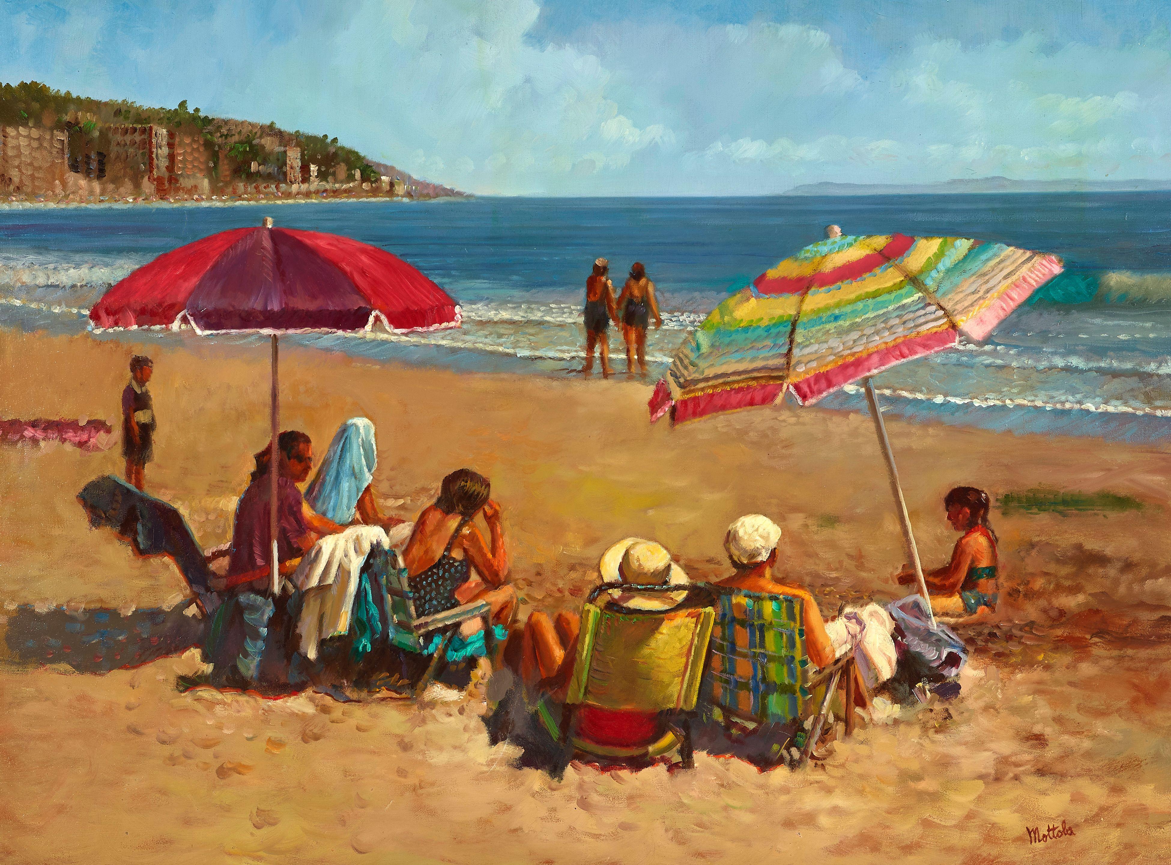 Filastro Mottola - Bathers, Laguna Beach 30 x 40 in. framed 37 x 47 in.