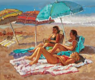 Filastro Mottola - Three Girls Sun Bathing, Main Beach, Laguna 10 x 12in