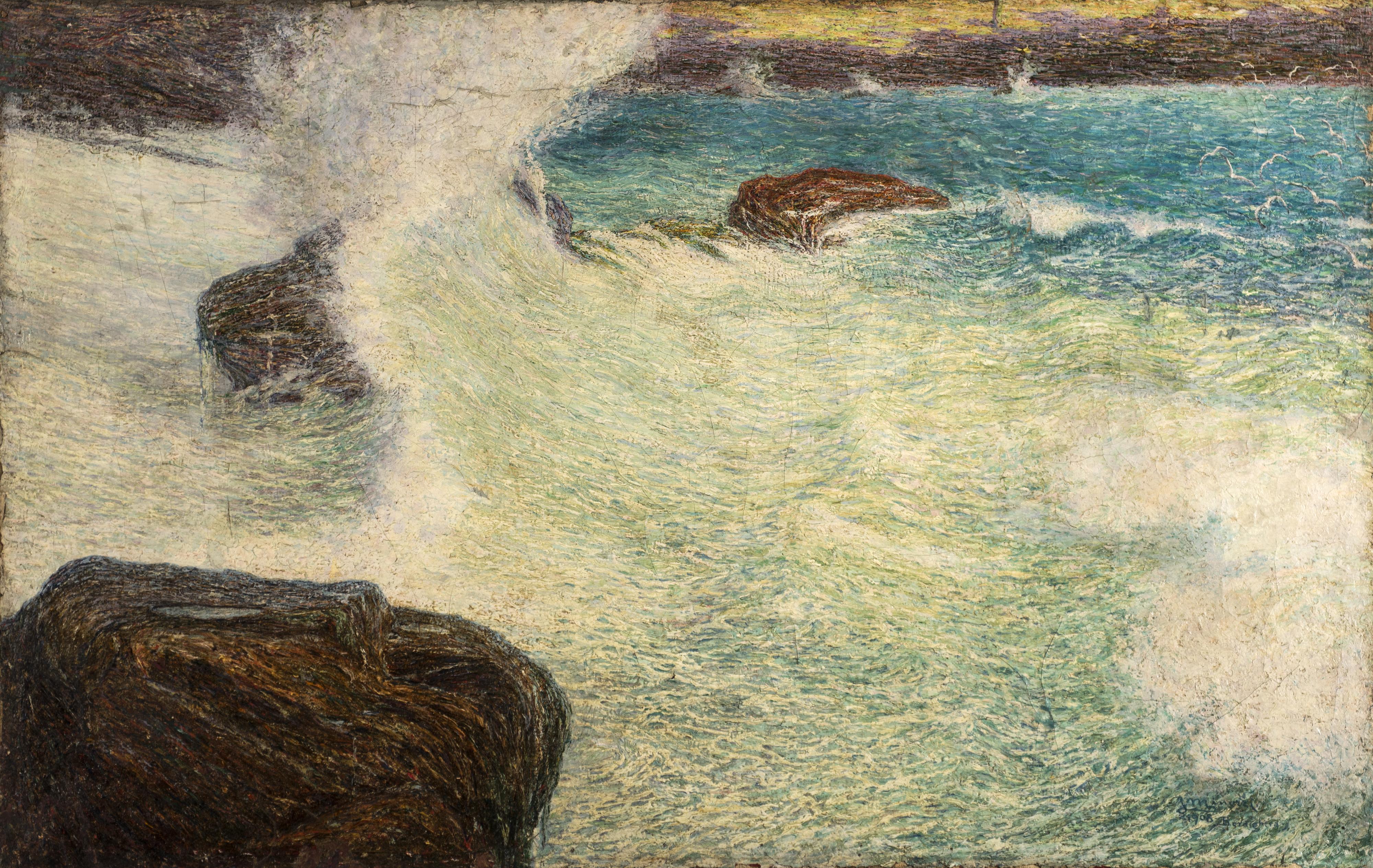 Filiberto Minozzi - Scoglio a Bordighera - mareggiata