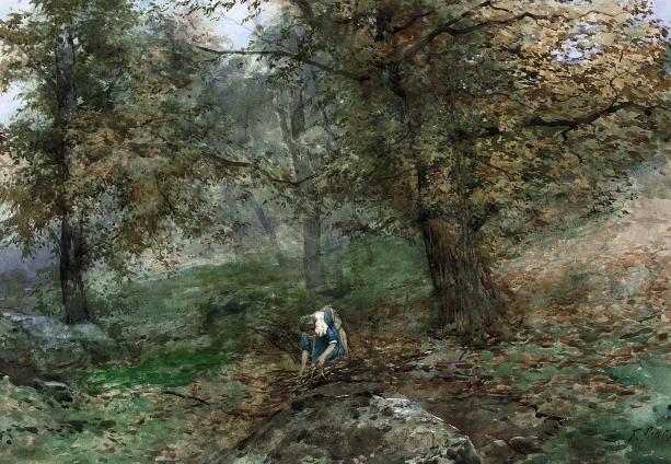 Filiberto Petiti - A young woman gathering firewood