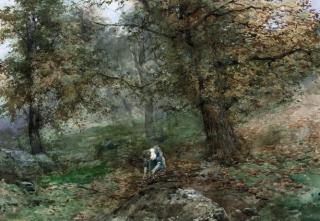 Filiberto Petiti - A young woman gathering firewood