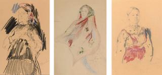 Filipp Andreevich Maliavin - Three portraits of Russian peasant women in traditional costume