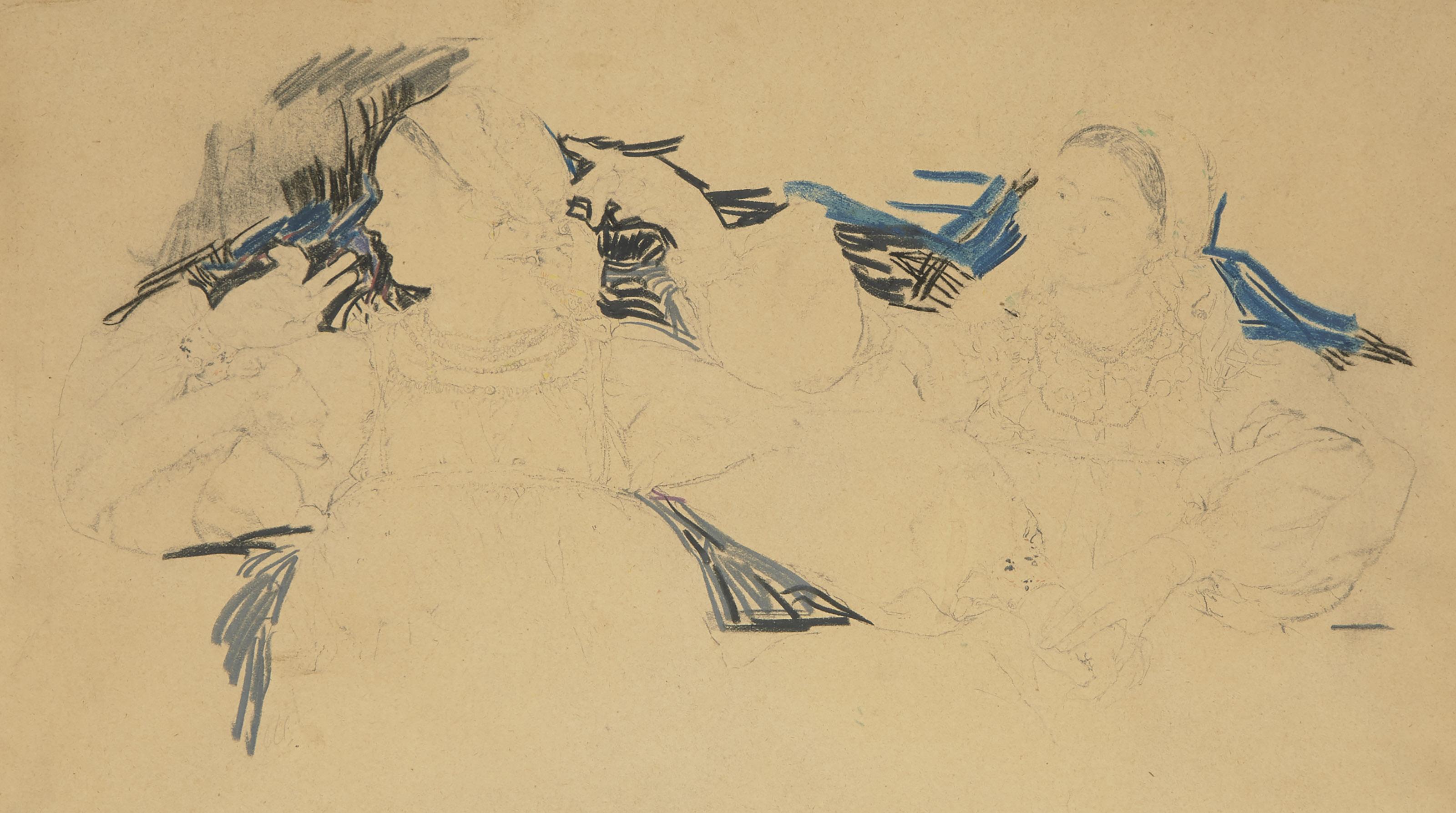 Filipp Maliavin - Two peasant girls; and Seated woman