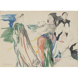 Filipp Malyavin - Sketch Of Figures In A Landscape