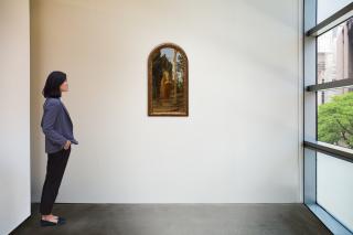 Filippino Lippi - Penitent Mary Magdalene adoring the True Cross in a rocky landscape