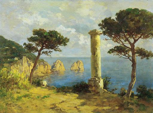 Filippo Anivitti - Scorcio di Capri con i Faraglioni, 1920