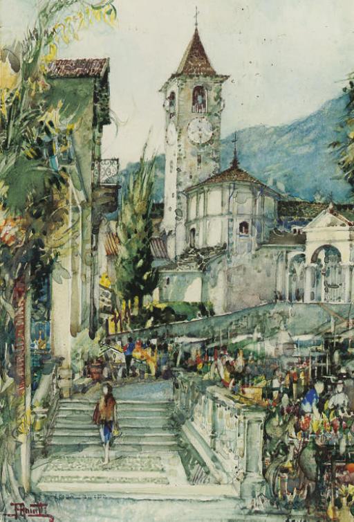 Filippo Anivitti - The busy markets at Baveno