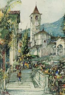 Filippo Anivitti - The busy markets at Baveno
