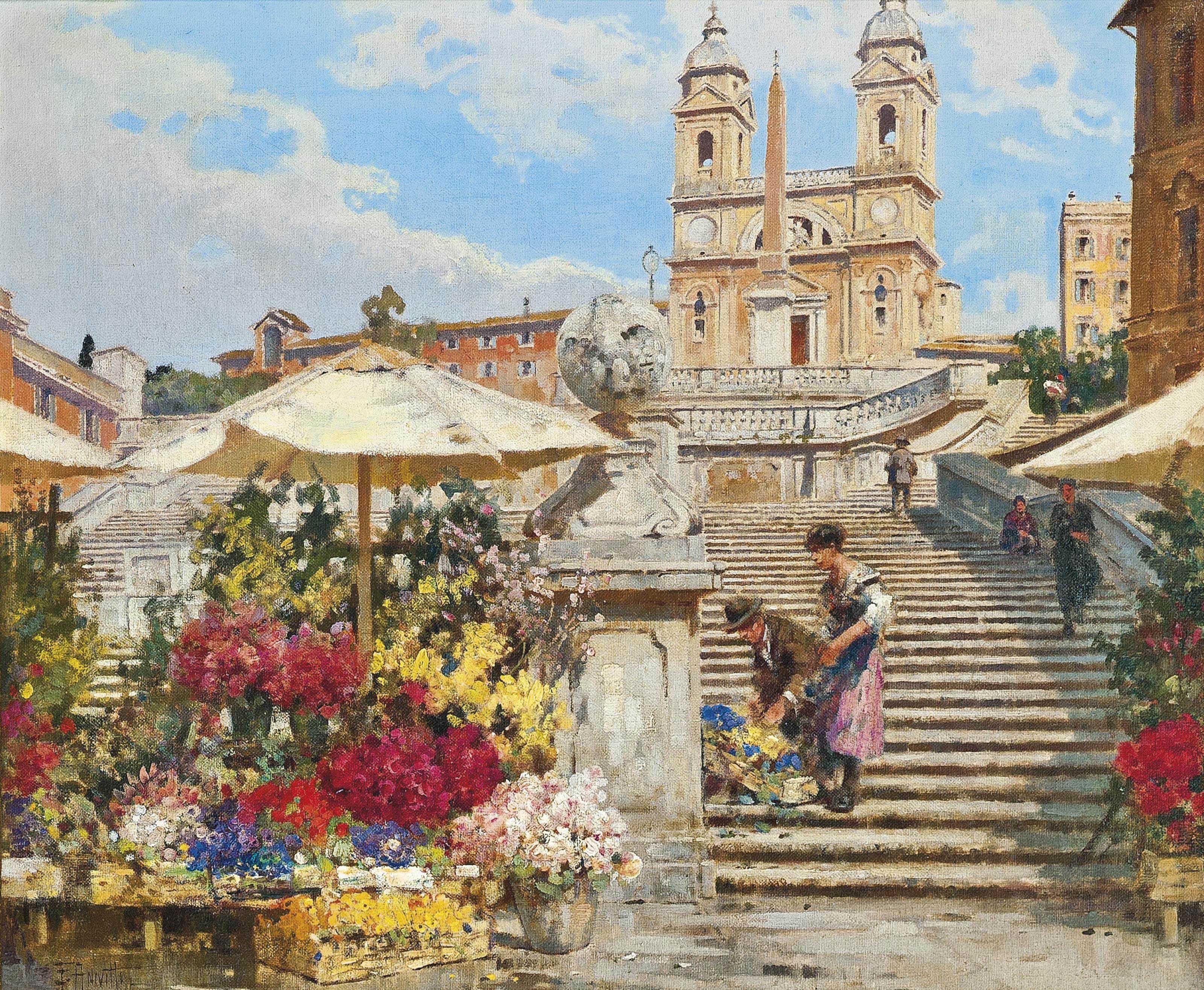 Filippo Anivitti - The Spanish steps