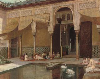 Filippo Baratti - Feeding swans in the harem