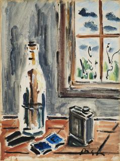 Filippo De Pisis - Natura morta con bottiglia