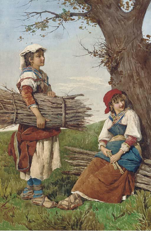 Filippo Indoni - Young Faggot Gatherers In The Roman Campagna