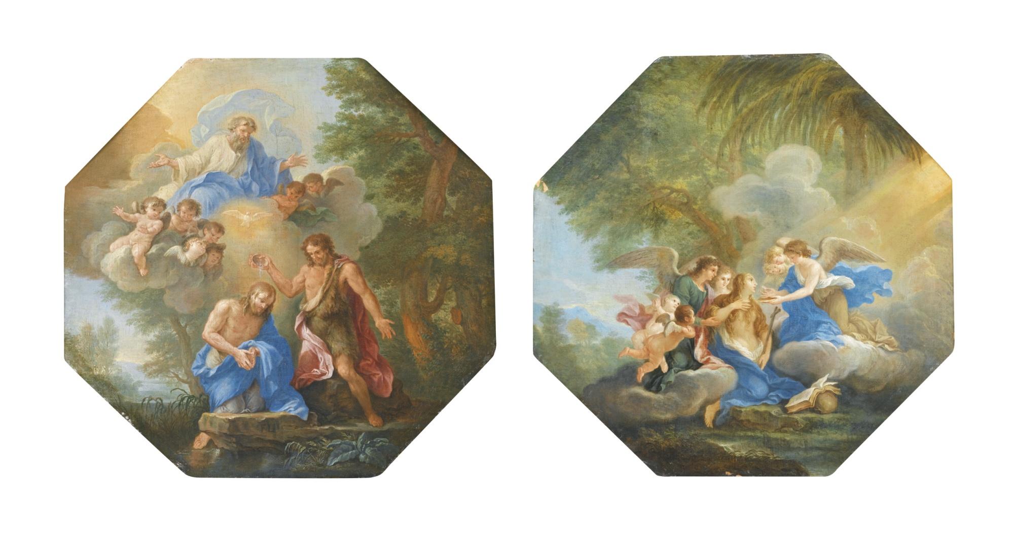 Filippo Lauri - Le Baptème Du Christ La Communion De Sainte Marie-Madeleine