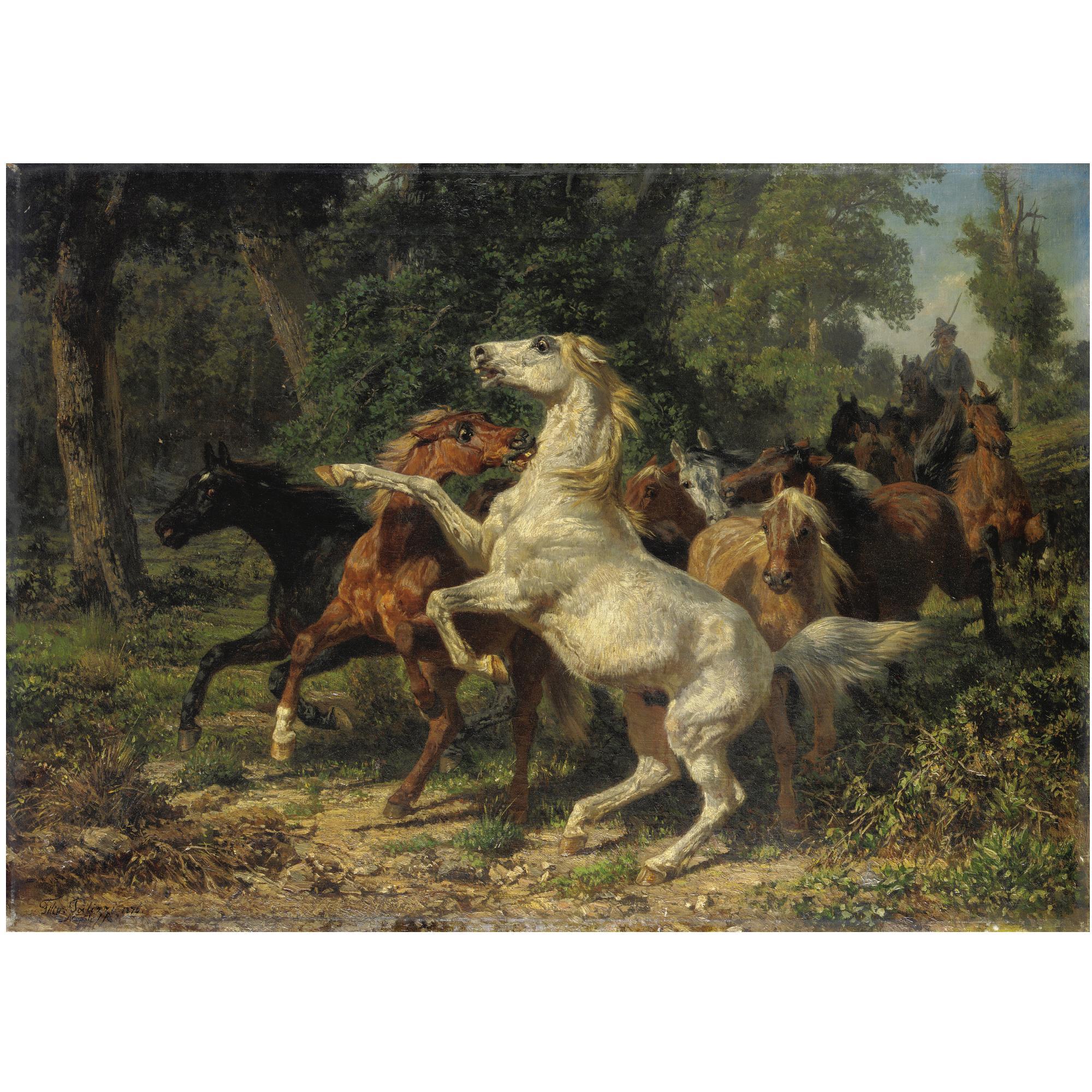 Filippo Palizzi - Cavalli Nella Foresta