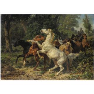 Filippo Palizzi - Cavalli Nella Foresta