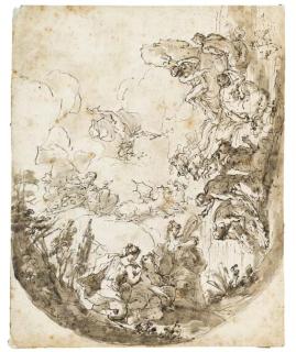 Filippo Pedrini - Etude de Plafond Avec Neptune Sur Son Char Entouré de Tritons Et de Nymphes