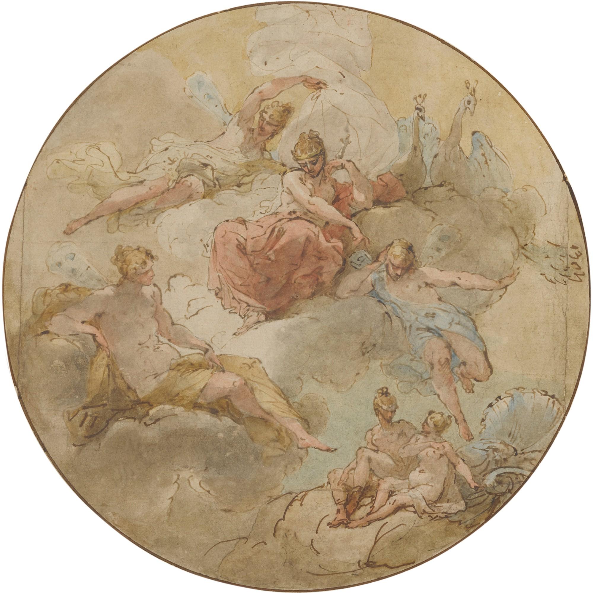 Filippo Pedrini - Study for a ceiling decoration, with Juno and her Nymphs