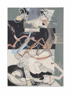 Fiona Rae, R.A. - Untitled (orange, green and black)