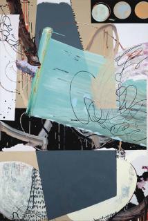 Fiona Rae - Untitled (green, purple & grey)