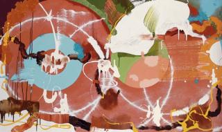 Fiona Rae - Untitled (Orange And Turquoise)