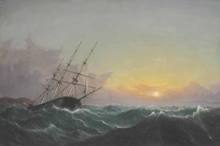 Fitz Henry Lane - A Storm, Breaking Away, Vessel Slipping Her Cable