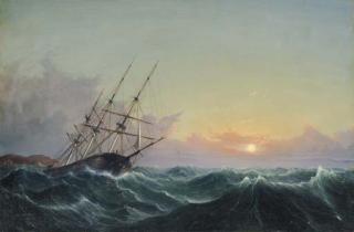 Fitz Hugh Lane - A Storm, Breaking Away, Vessel Slipping Her Cable