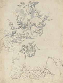 Flaminio Allegrini - The Fall of the Rebel Angels (recto), The Martyrdom of Saint Catherine (verso)