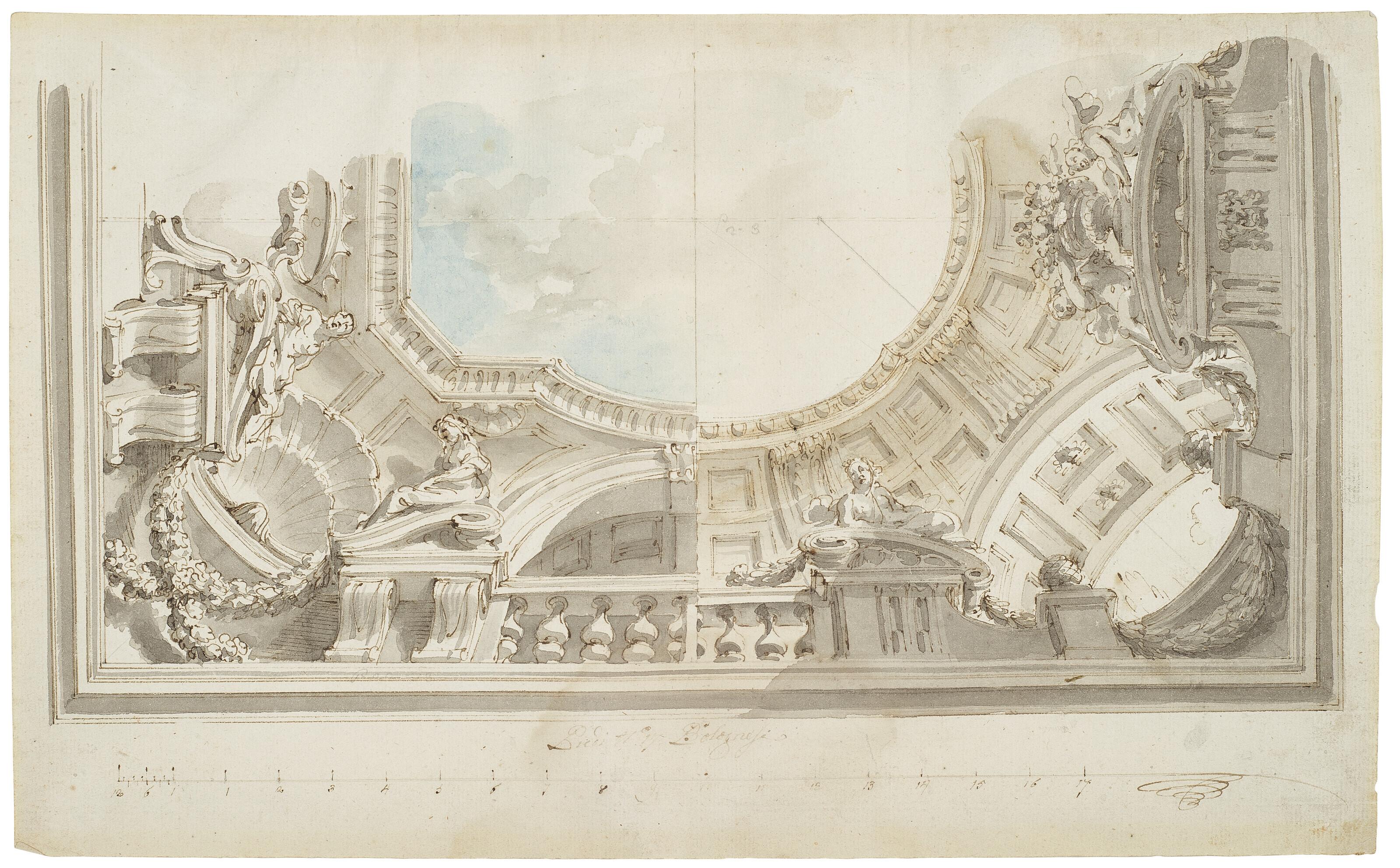 Flaminio Innocenzo Minozzi - Two designs for the corners of an illusionistic ceiling decoration