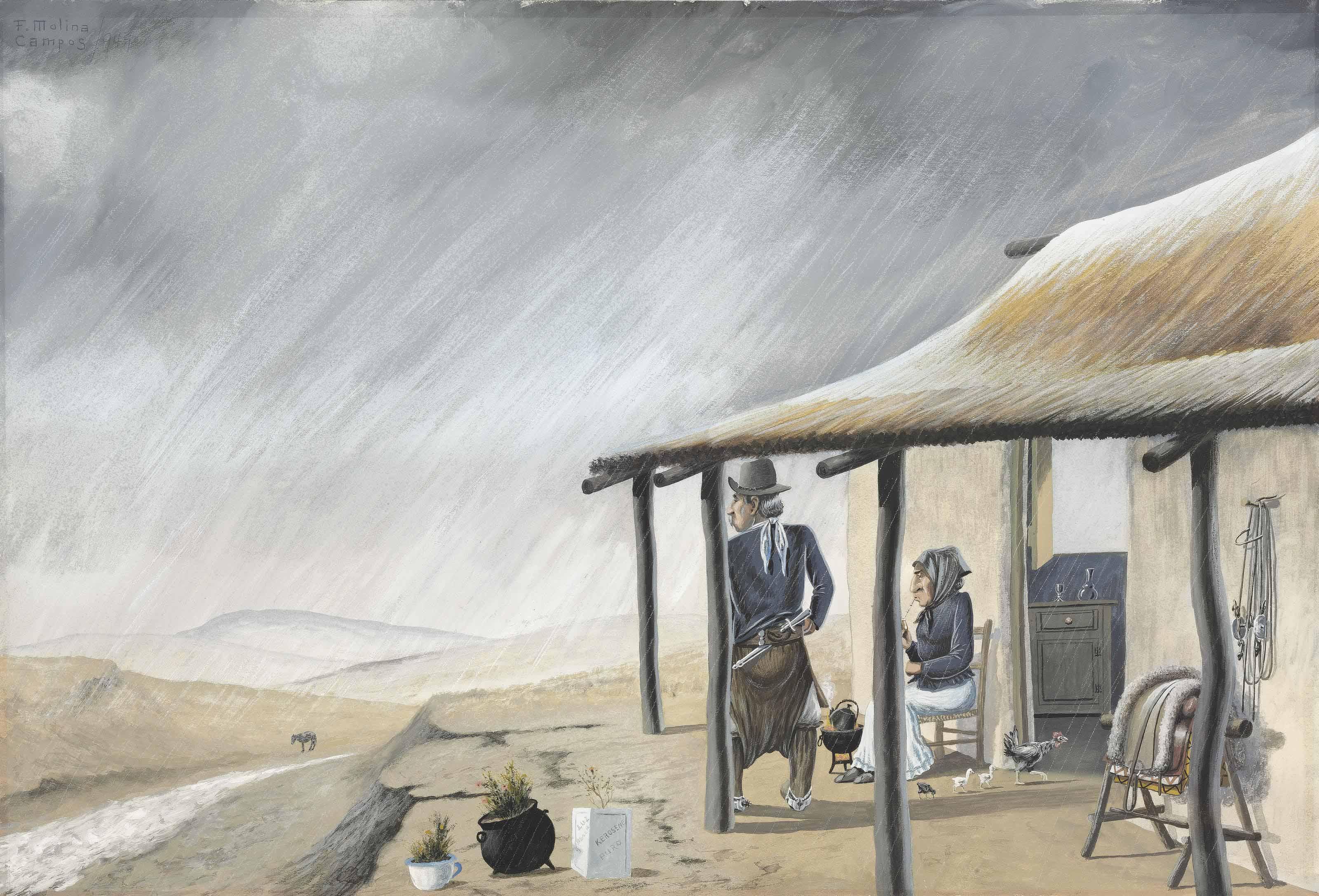 Florencio Molina Campos - ¡Se viene el agua!