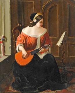 Florent Willems - Lautenspielerin am Fenster