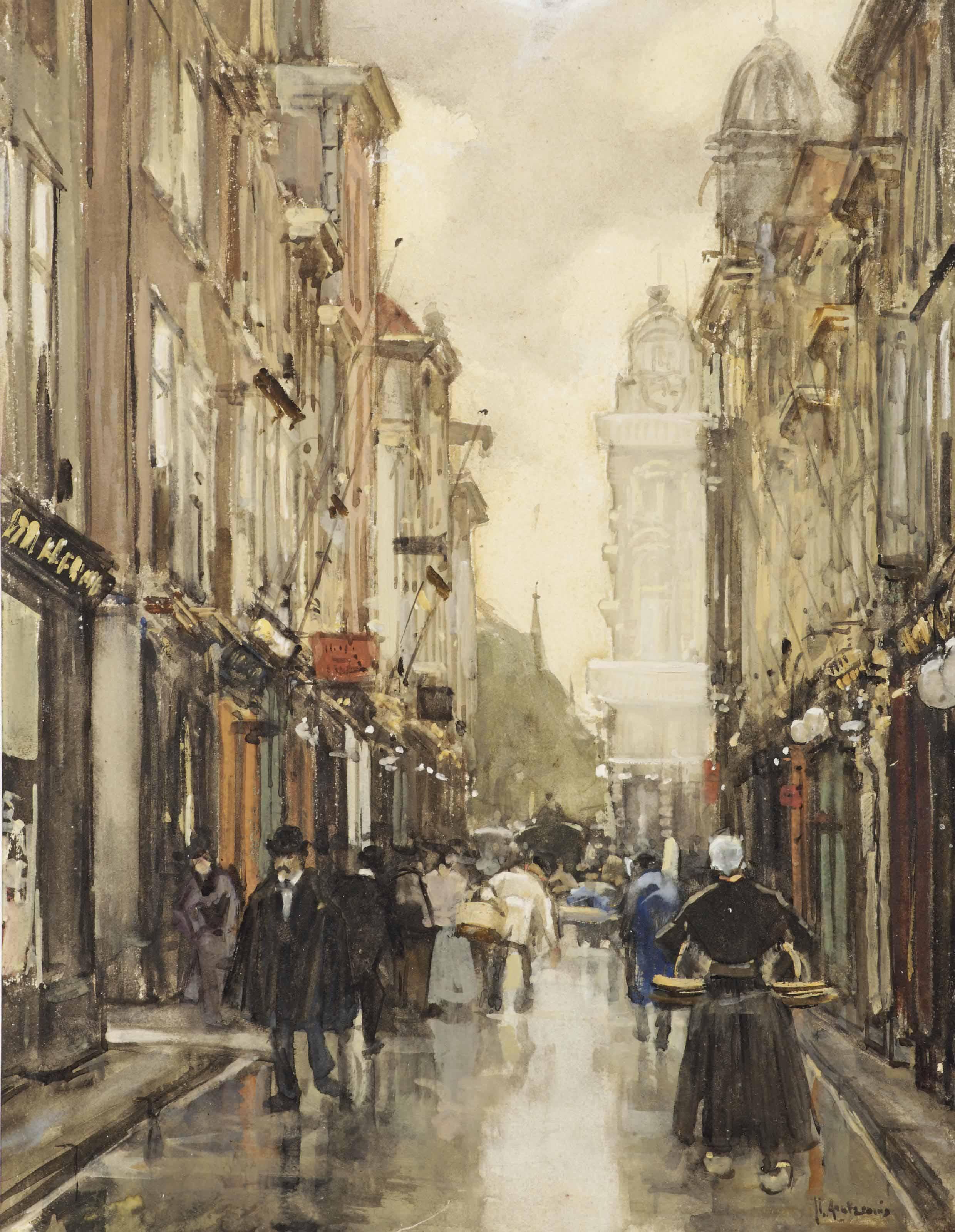 Floris Arntzenius - A View Of The Spuistraat, The Hague