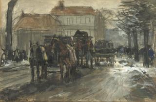 Floris Arntzenius - Carriages in winter, The Hague