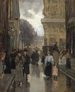 Floris Arntzenius - De Spuistraat met gezicht naar het Plein te \'s Gravenhage: the Spuistraat with a view of the Plein, The Hague