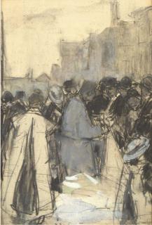 Floris Arntzenius - Figures conversing on a market