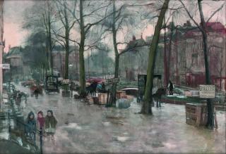 Floris Arntzenius - The Bierkade, The Hague with freight vessels from Amsterdam, Utrecht and Leiden