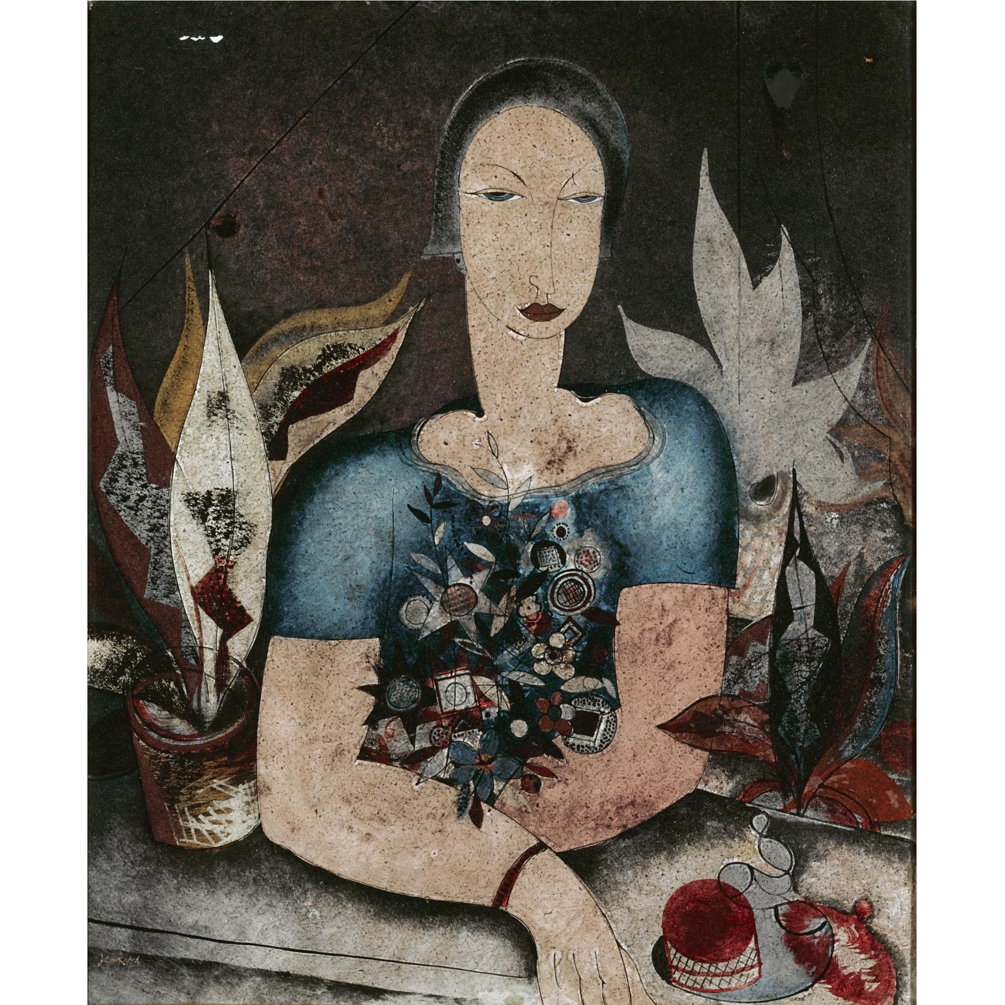 Floris Jespers - Belgian Femme Au Bouquet De Fleurs