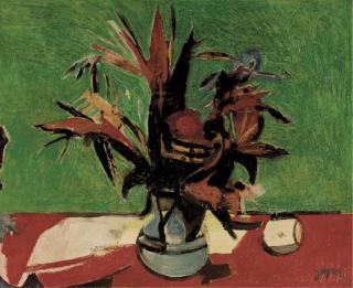 Floris Jespers - Fleurs sur fond Vert