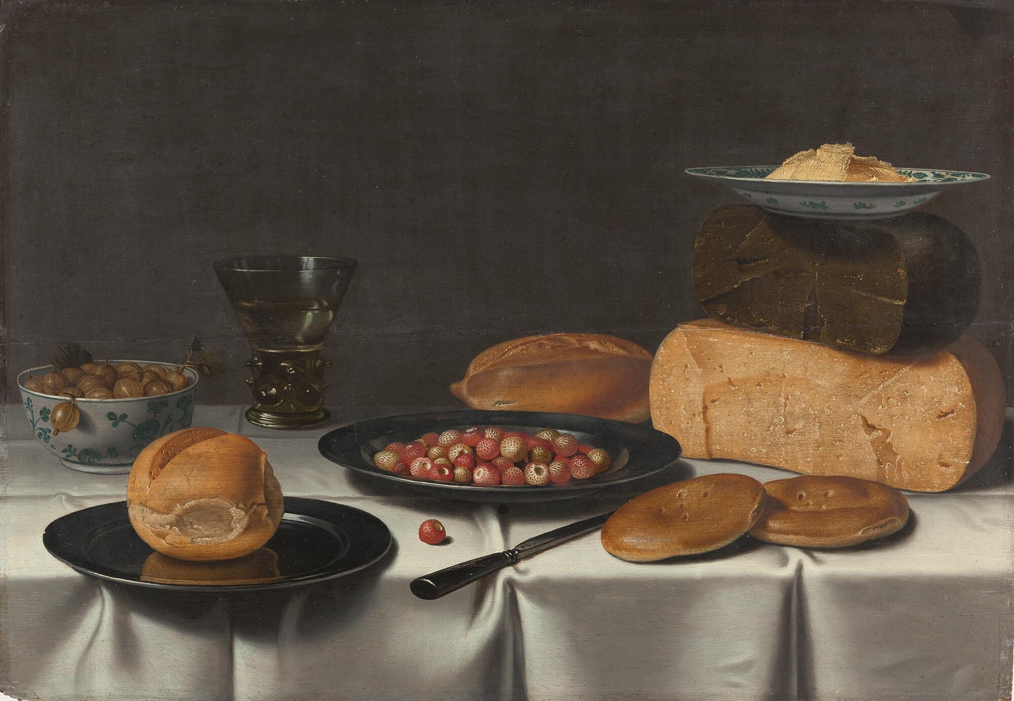 Floris van Schooten - Banketje mit Beeren, Brot und Wein