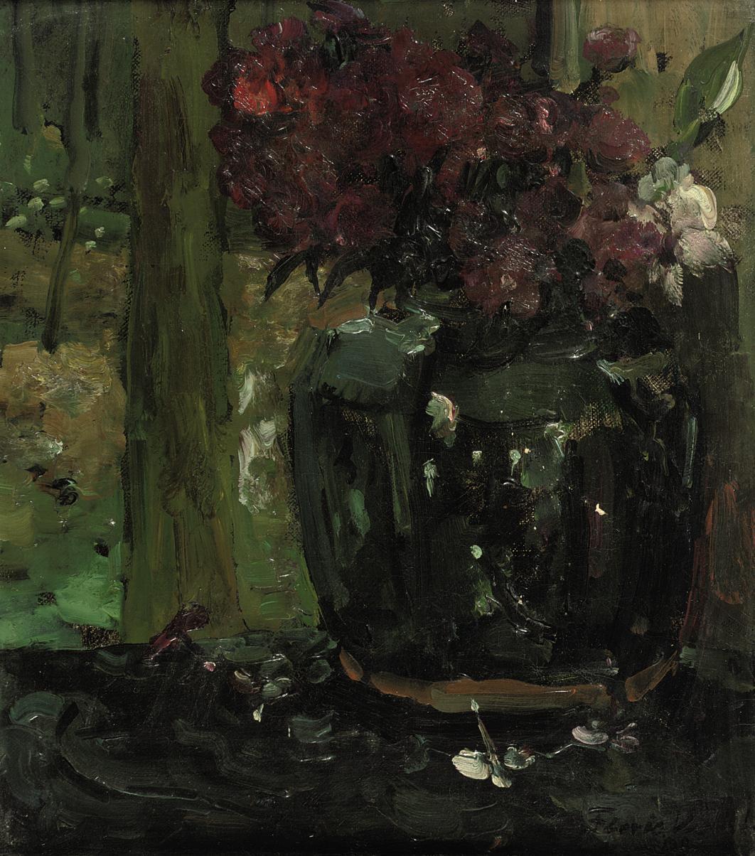 Floris Verster - Gemberpot met klimroosjes en floxen: Ginger Jar with Climbing Roses and Phloxes