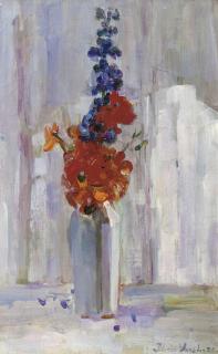 Floris Verster - Oost-Indische kers in wit Delfts vaasje