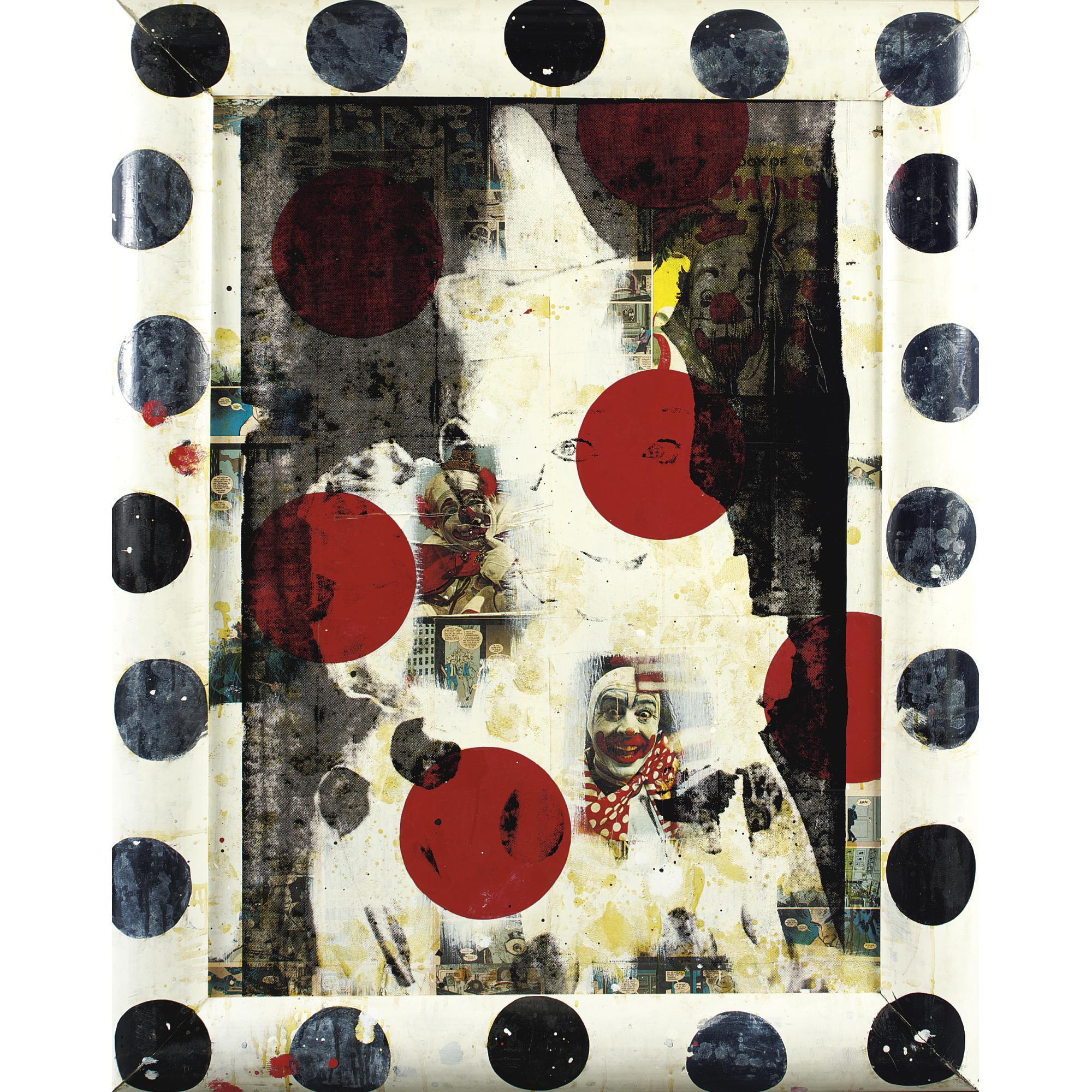 Ford Beckman - Pop Painting, Clown With Hat, Red Balls, And Other Clowns-Boo!