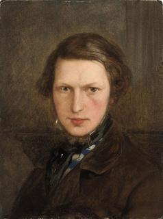 Ford Madox Brown - Self Portrait, bust-length, in a brown coat