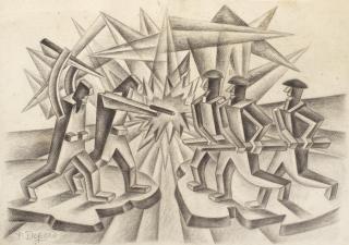Fortunato Depero - Battaglia di automi (Studio per \'Ingranaggi di Guerra\')