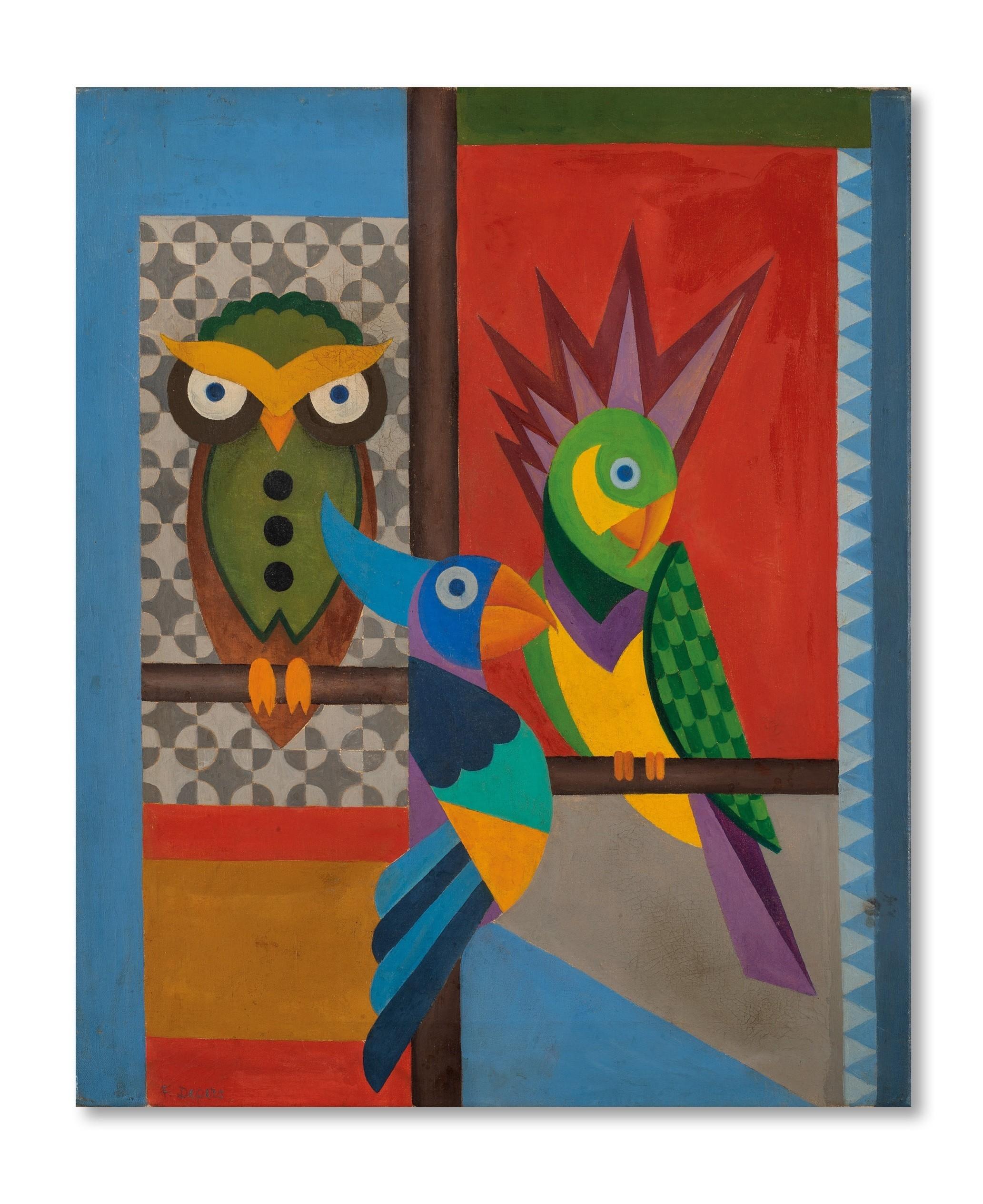 Fortunato Depero - Civetta e pappagalli