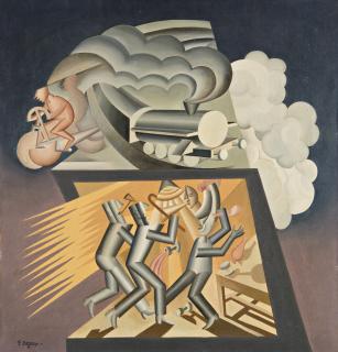Fortunato Depero - I bevitori e la locomotiva