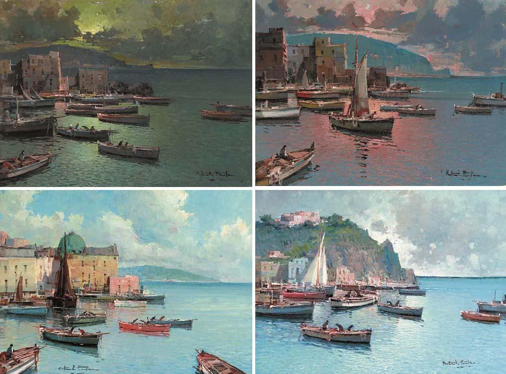 Fortunato Fontana - A port on the Neopolitan coast